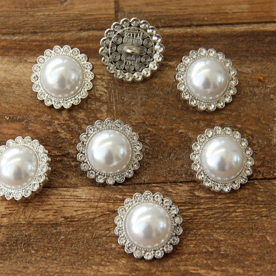 Bottoni perla e pietr - 21 mm - 4 pz - Go Handmade
3