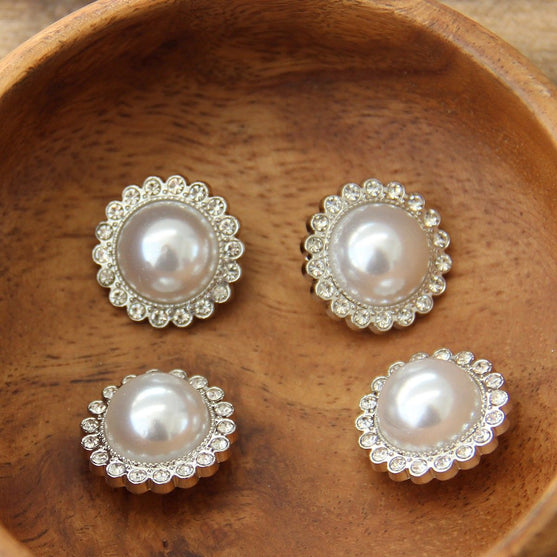 Bottoni perla e pietr - 21 mm - 4 pz - Go Handmade
4