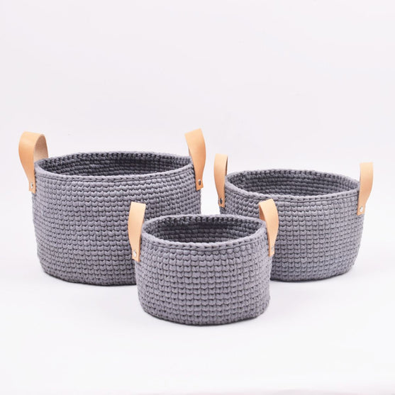 Cestini Ribbon con maniglie in pelle in 3 misure
2