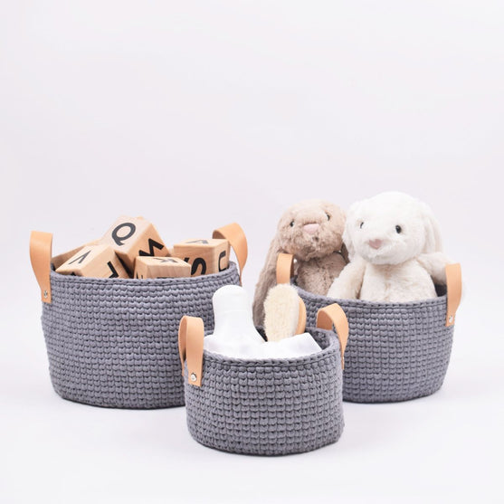 Cestini Ribbon con maniglie in pelle in 3 misure
3