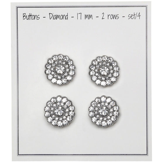 Bottoni Bling - Pietre piccole - Argentato - 4 pz. - Go Handmade
2