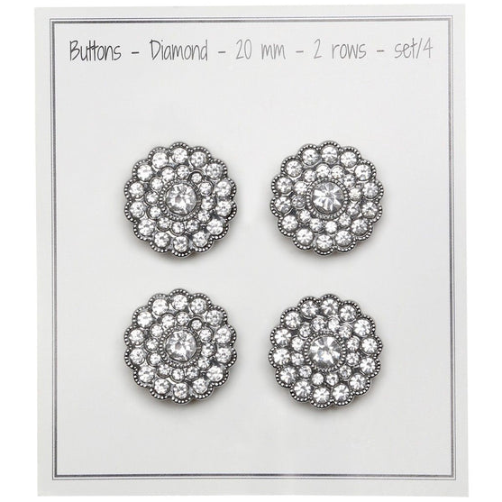 Bottoni Bling - Pietre piccole - Argentato - 4 pz. - Go Handmade
3