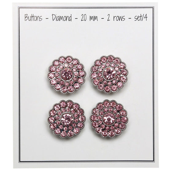 Bottoni Bling - Pietre piccole - Rosa - 4 pz. - Go Handmade
2