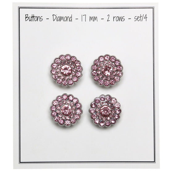Bottoni Bling - Pietre piccole - Rosa - 4 pz. - Go Handmade
3