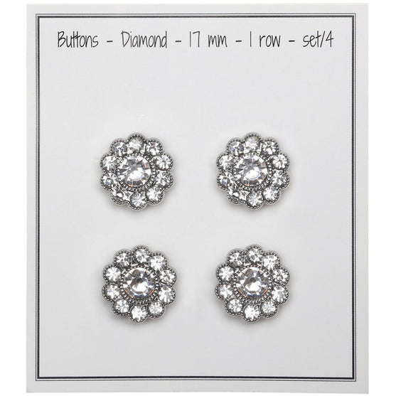 Bottoni Bling - Pietre grandi - Argentato - 4 pz. - Go Handmade
2