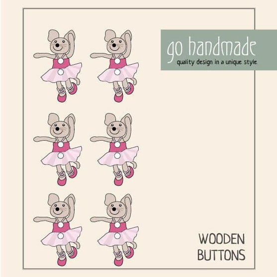 Bottoni in legno - Topolina Emily - 6 pz. - Go Handmade
2