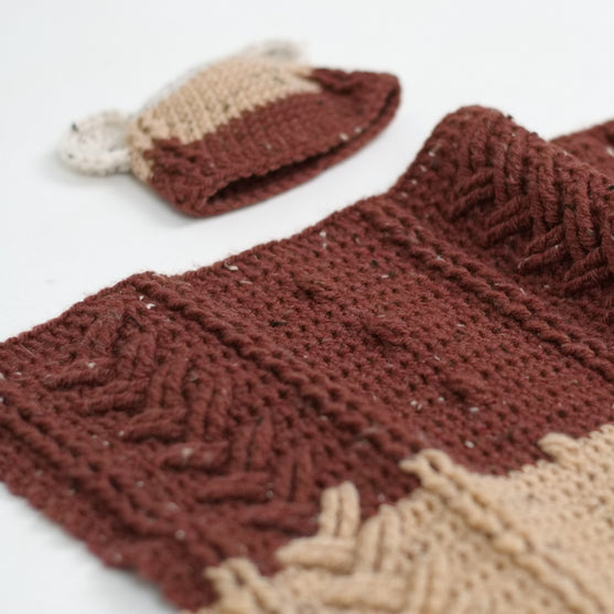 Happy Bear - Copertina e berretto per neonati
3