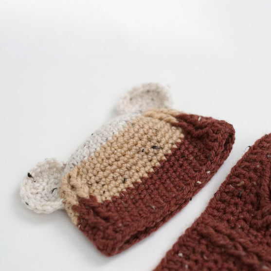 Happy Bear - Copertina e berretto per neonati
5