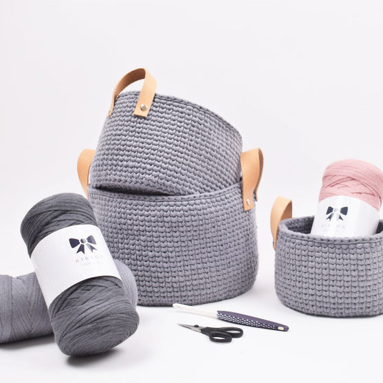 

Cestini Ribbon con maniglie in pelle in 3 misure
1