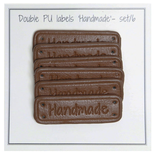 Etichette &quot;Handmade&quot; - Doppio cuoio PU - 5 x 1,5 cm - Go Handmade