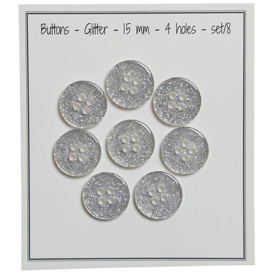 Bottoni Glitter - Argento - Diverse dimensioni - Go Handmade