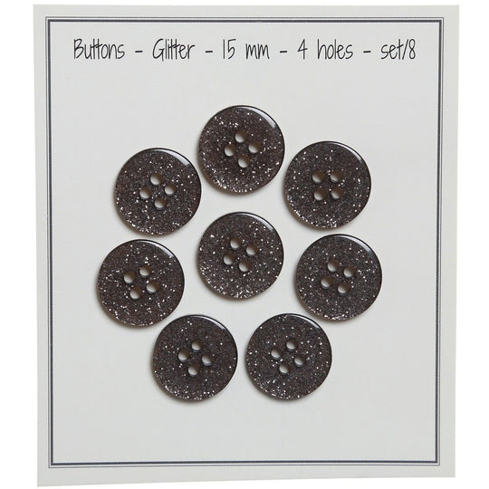 Bottoni Glitter - Nero - Diverse dimensioni - Go Handmade