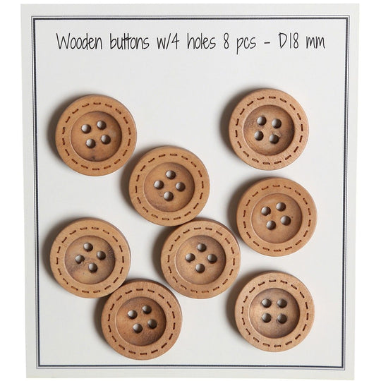 Bottoni di legno - Round Groove - a puntini - 8 pezzi - Go Handmade
