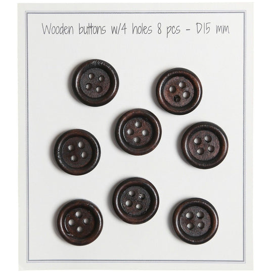 Bottoni di legno - Round Groove - Scuri - 8 pezzi - Go Handmade