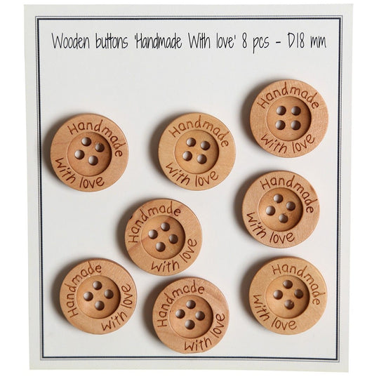Bottoni di legno - Handmade with Love - 18 mm - Go Handmade