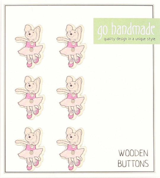 Bottoni in legno - Topolina Emily - 6 pz. - Go Handmade
