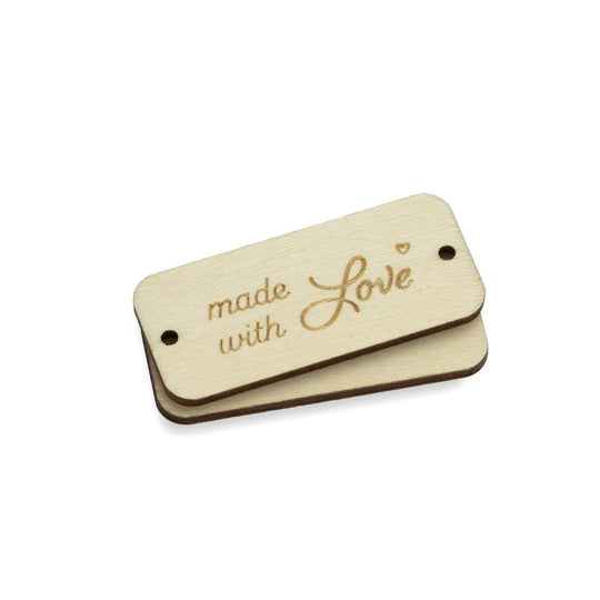 Etichette in legno - Made With Love - Hobbii